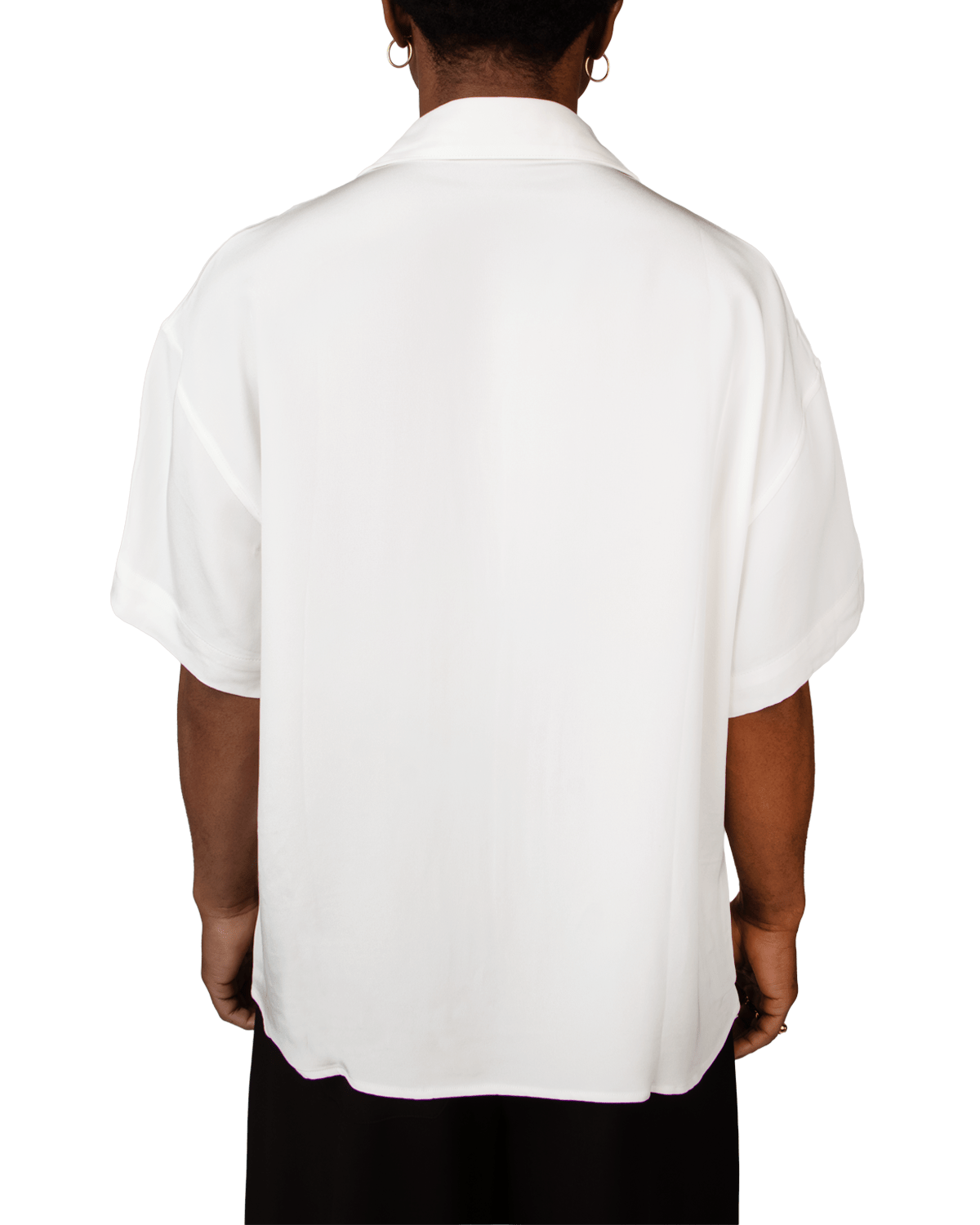 White SS Geometric Silk Shirt - LIKELIHOOD