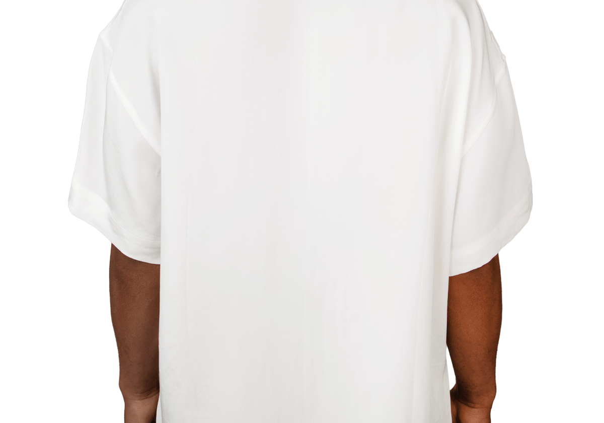 White SS Geometric Silk Shirt - LIKELIHOOD