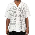 White SS Geometric Silk Shirt - LIKELIHOOD