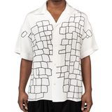 White SS Geometric Silk Shirt - LIKELIHOOD