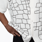 White SS Geometric Silk Shirt - LIKELIHOOD