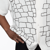 White SS Geometric Silk Shirt - LIKELIHOOD