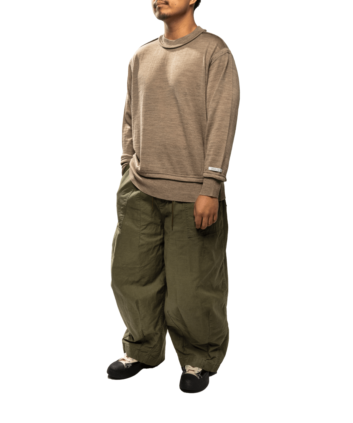 Wool Knit Sweater Grey Beige - LIKELIHOOD