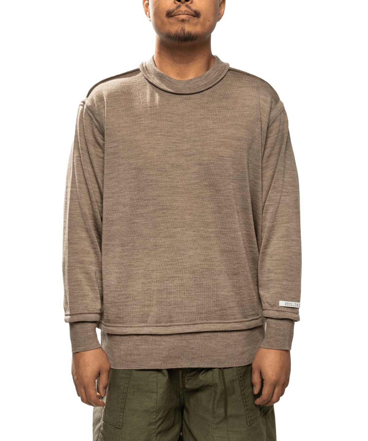 Wool Knit Sweater Grey Beige - LIKELIHOOD