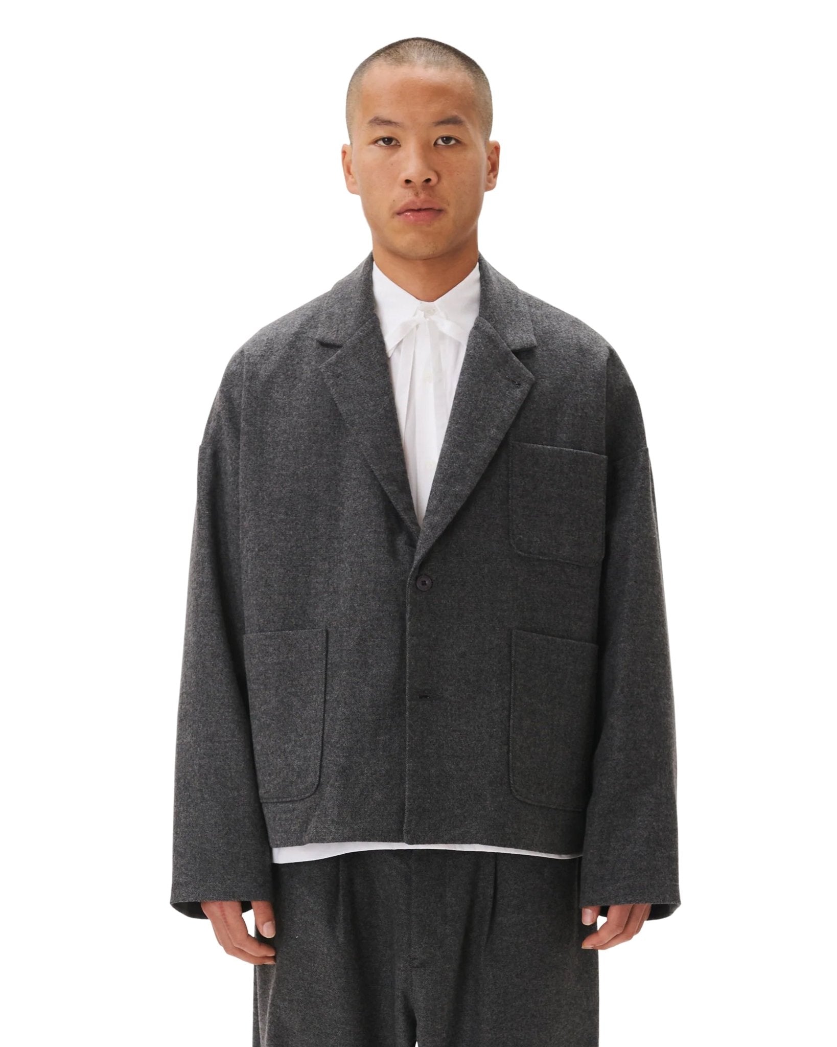 Wool Pocket Suit Jacket Charcoal - LIKELIHOOD