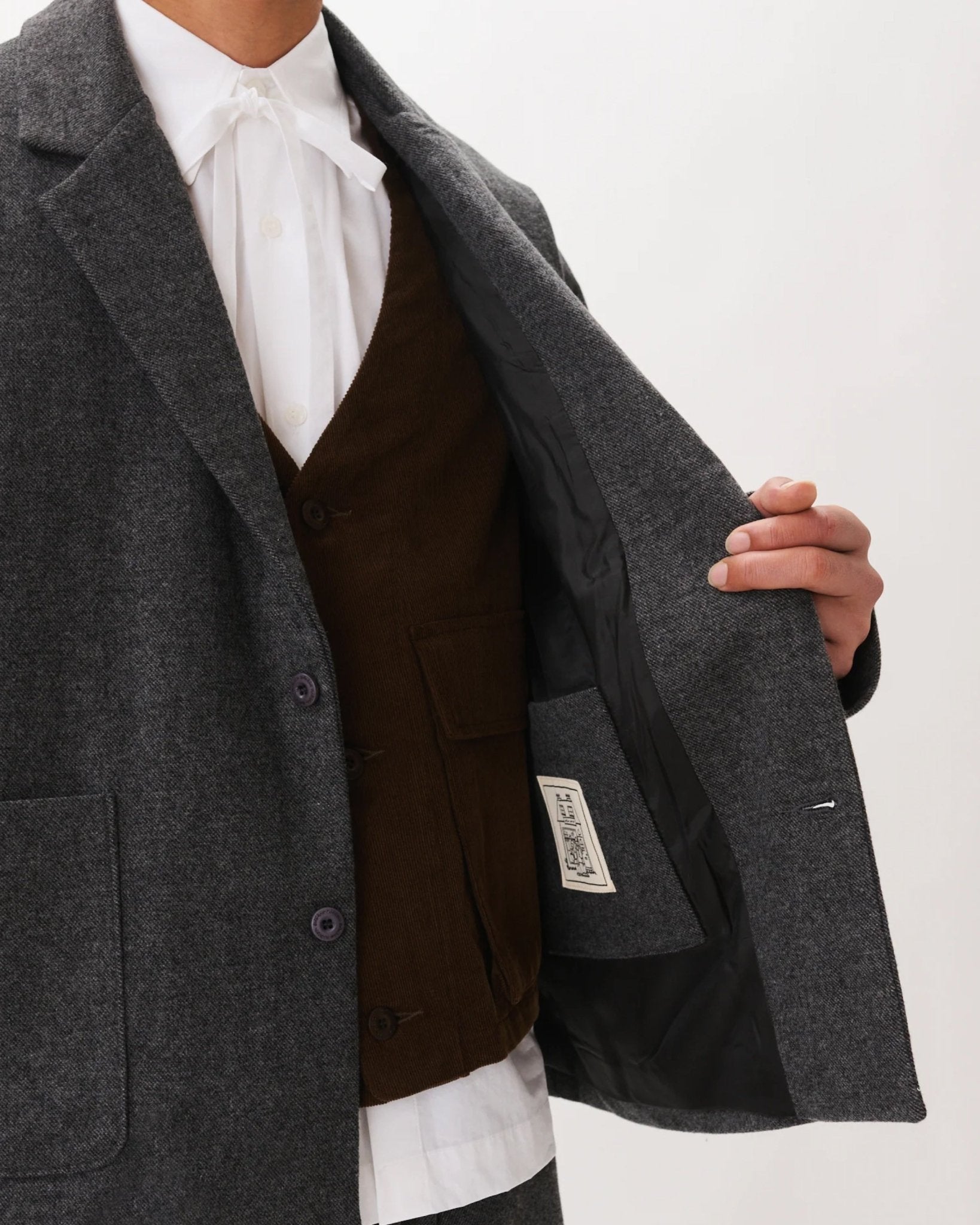Wool Pocket Suit Jacket Charcoal - LIKELIHOOD