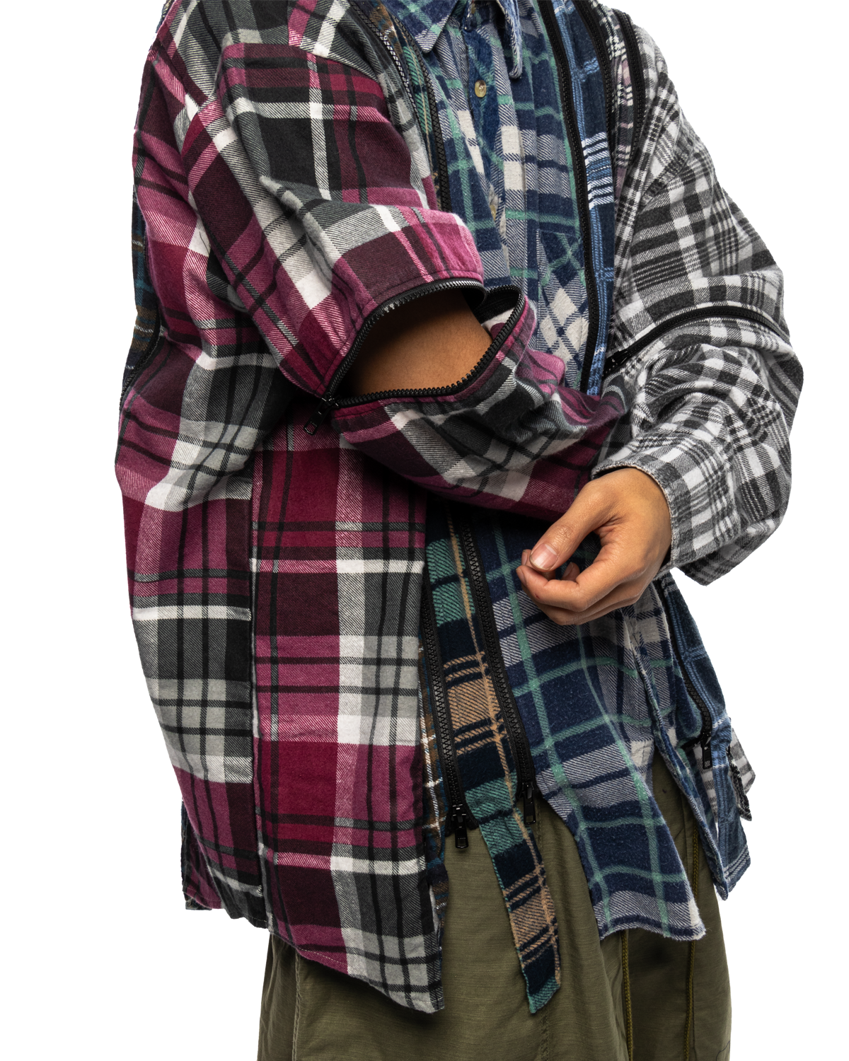 Flannel Shirt 7 Cut Zipped Wide Shirt