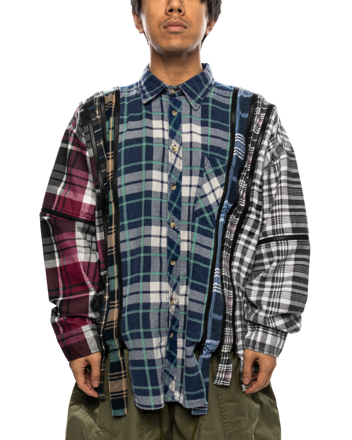 Flannel Shirt 7 Cut Zipped Wide Shirt