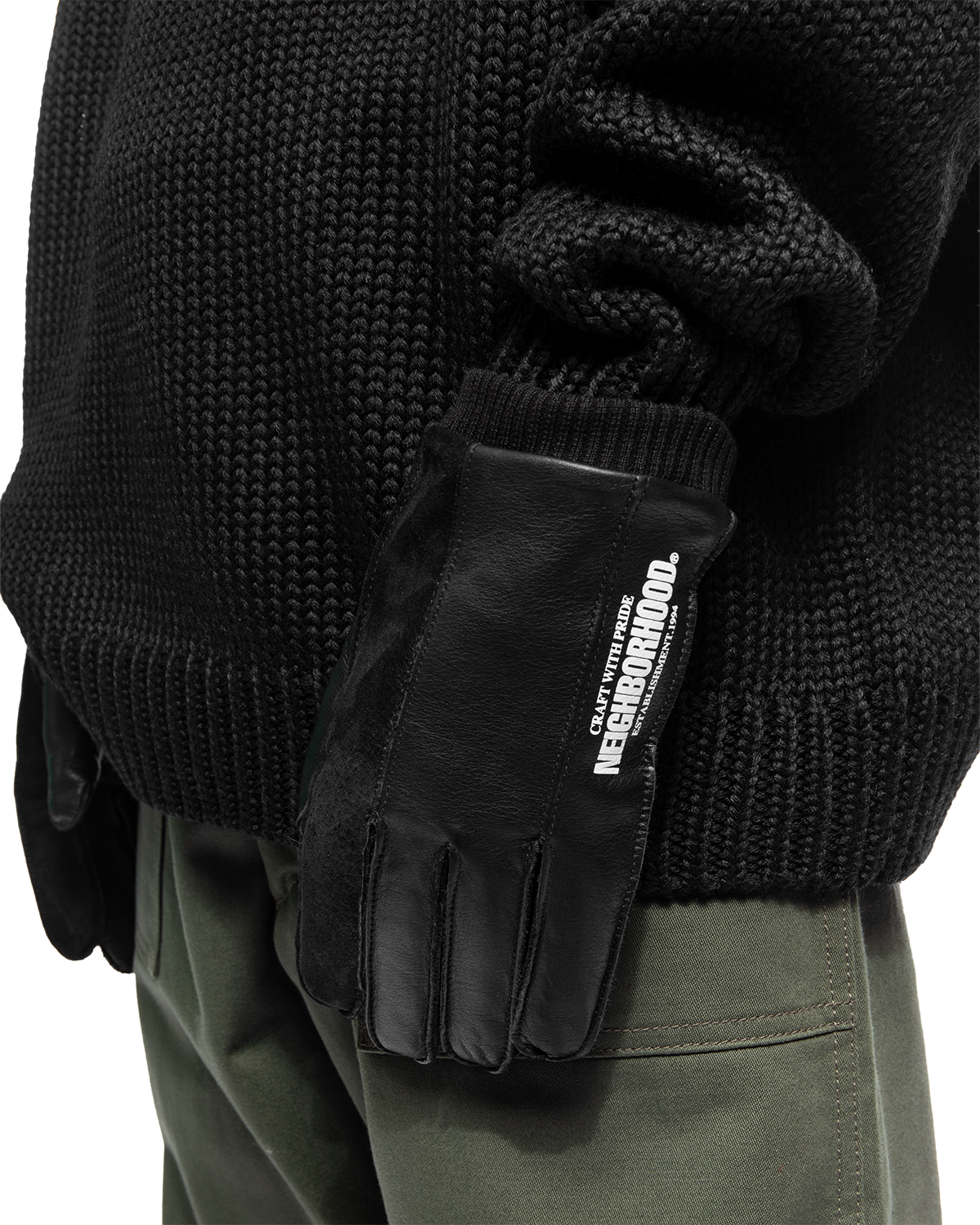 Leather Panel Glove Black