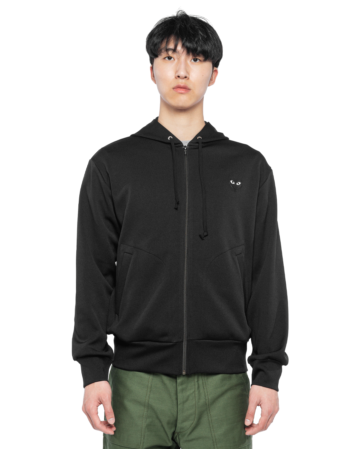 PLAY Big Heart Hooded Zip Sweatshirt Black