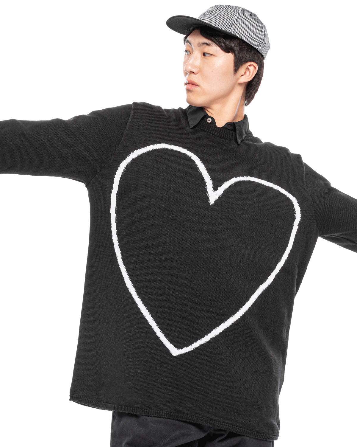 CDG Big Heart Knit Sweater Black