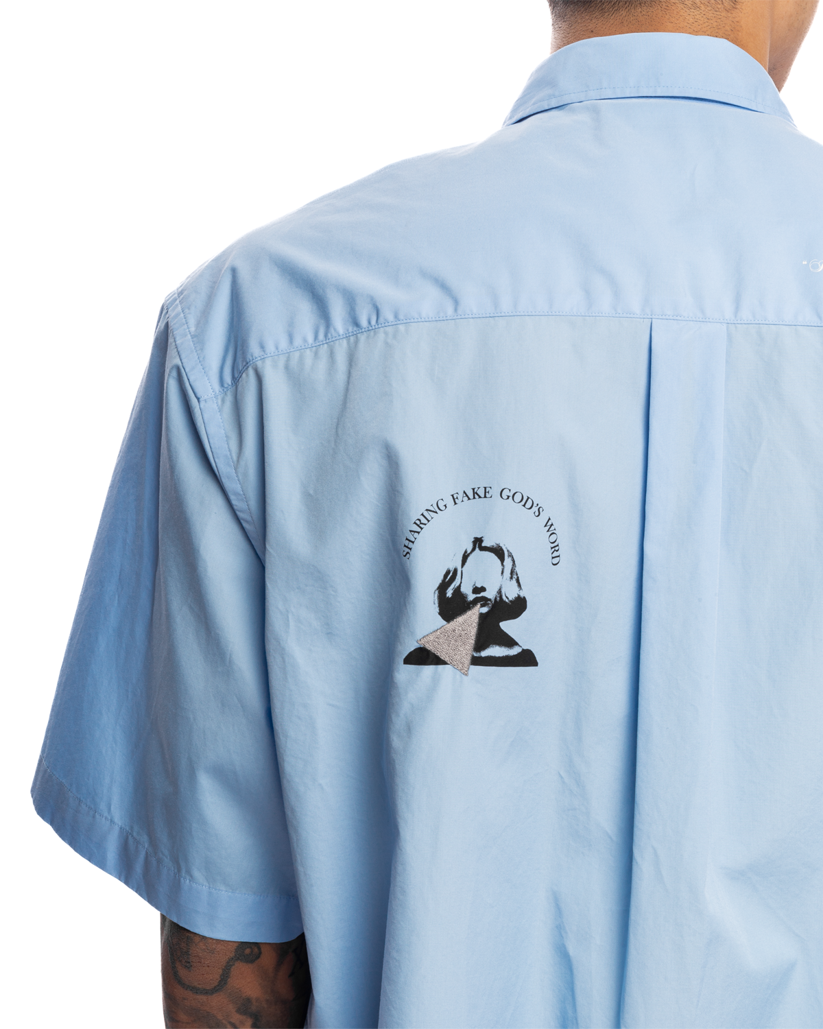 UC1C4406-1 Cotton Embroidered Shirt Light Blue
