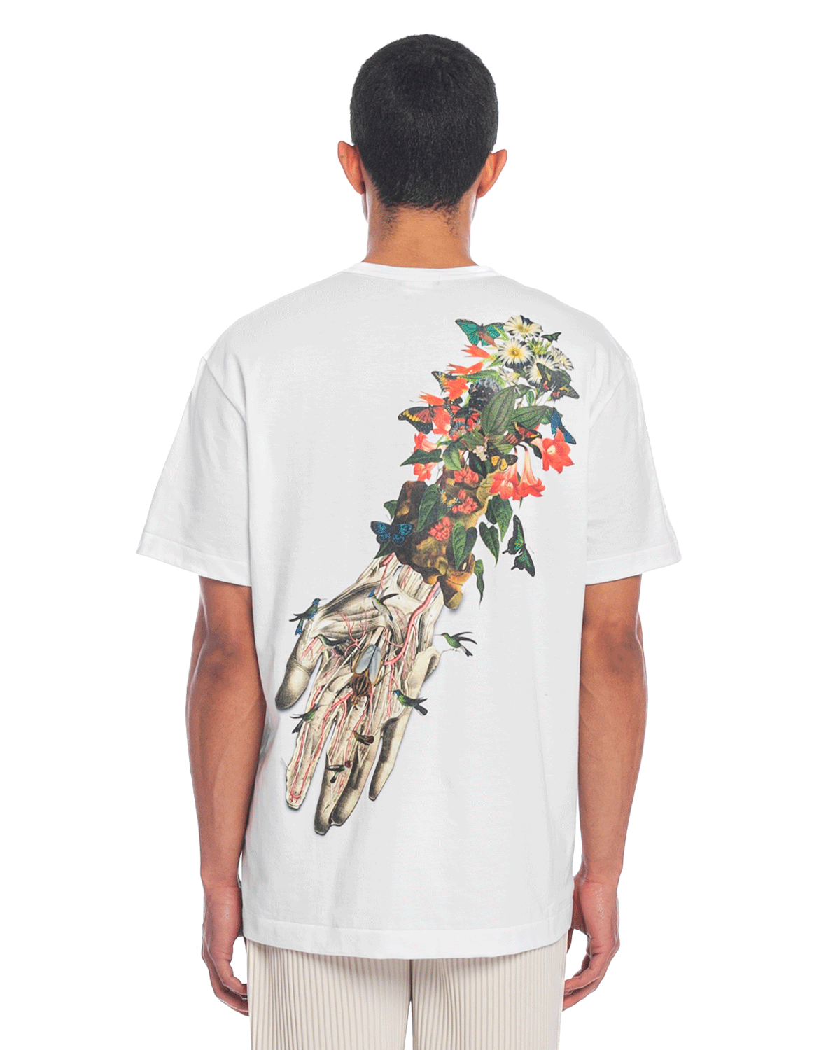 Butterfly Hand Back Print Tee White