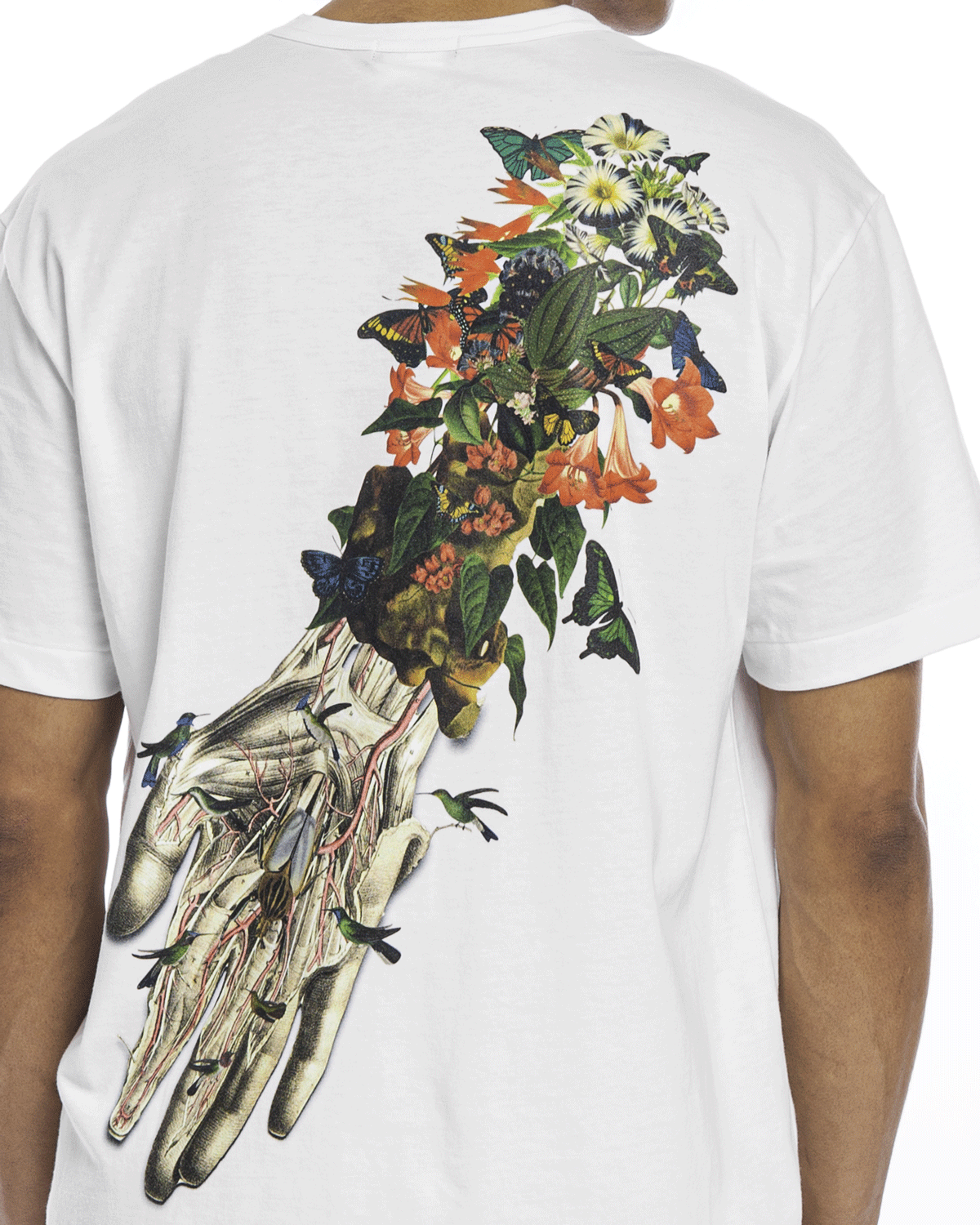 Butterfly Hand Back Print Tee White