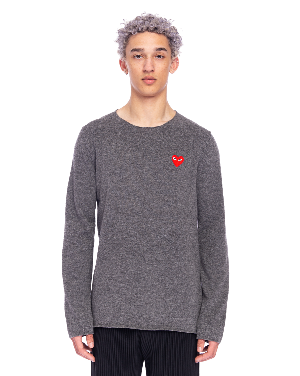 PLAY Red Heart Crew Neck Jumper Grey