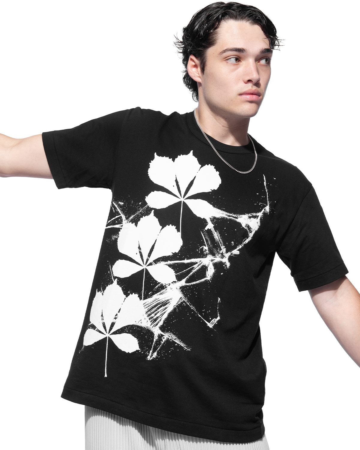 CDG Floral Graphic T-Shirt Black