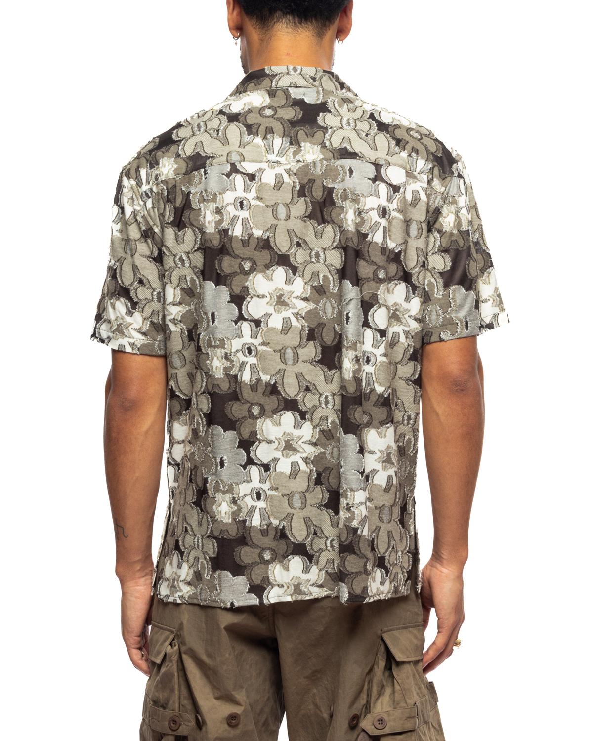 Flower Knit Shirt Khaki