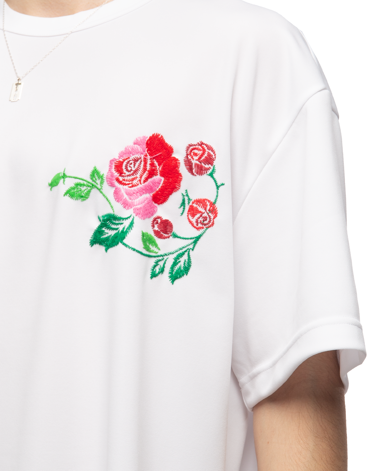 Rose Embroidery Tee White