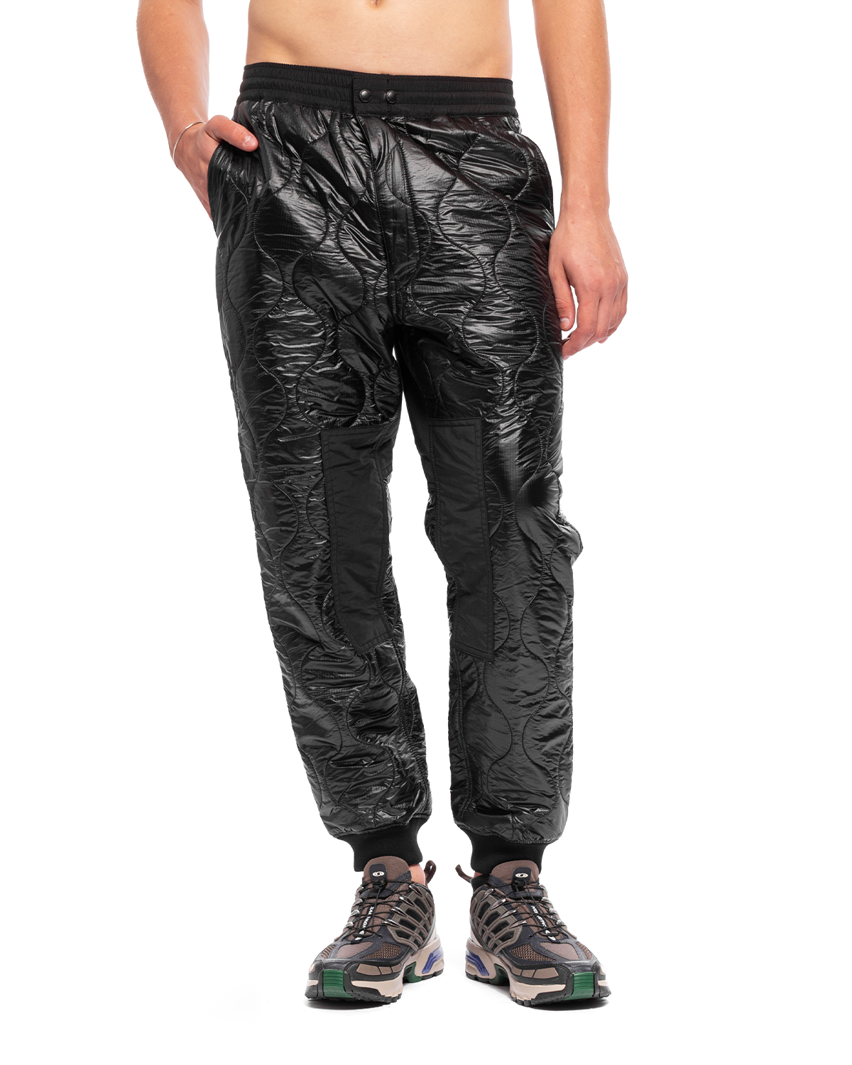 Quilted Nylon Trousers Black