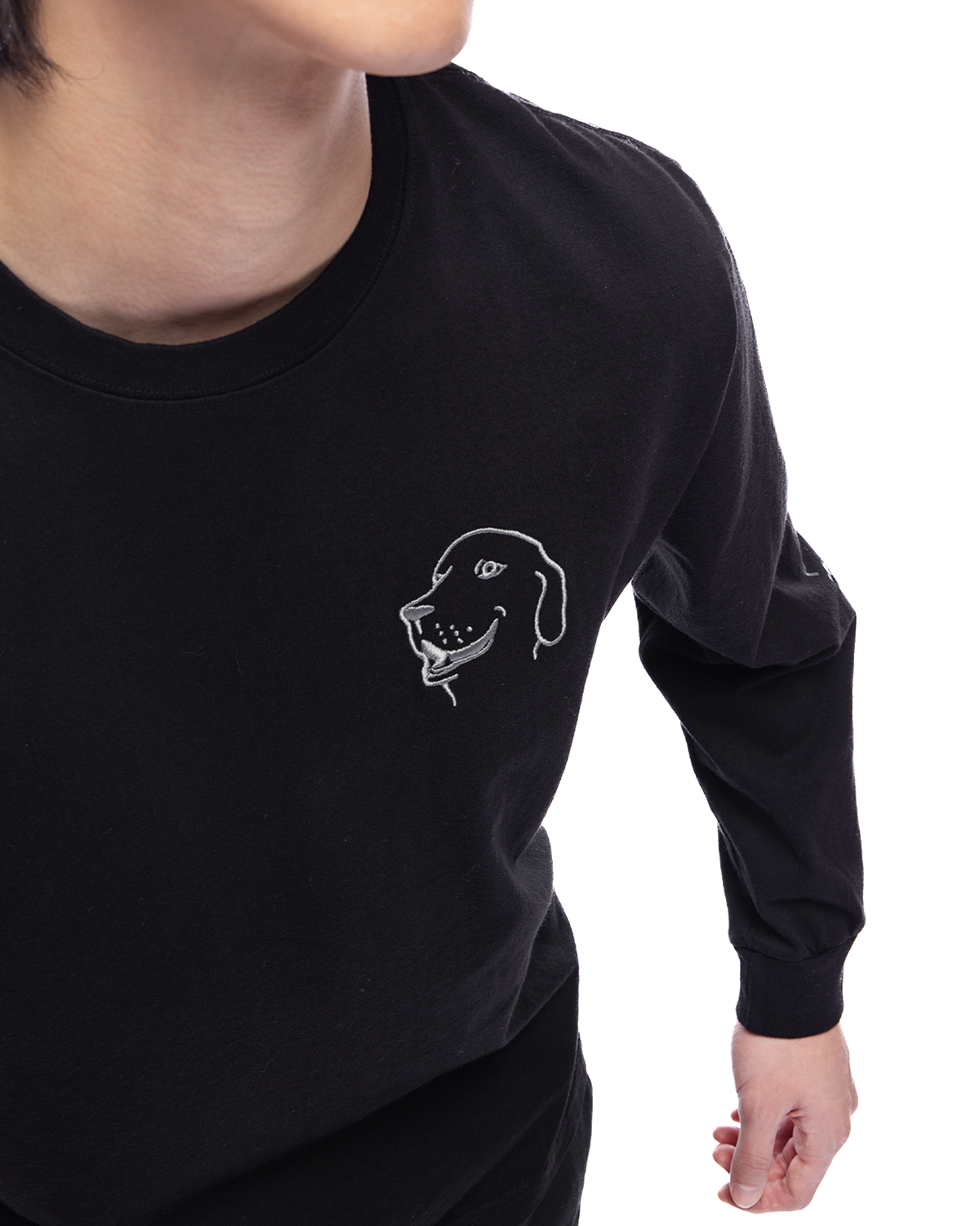 Embroidered Kevin Long Sleeve Black