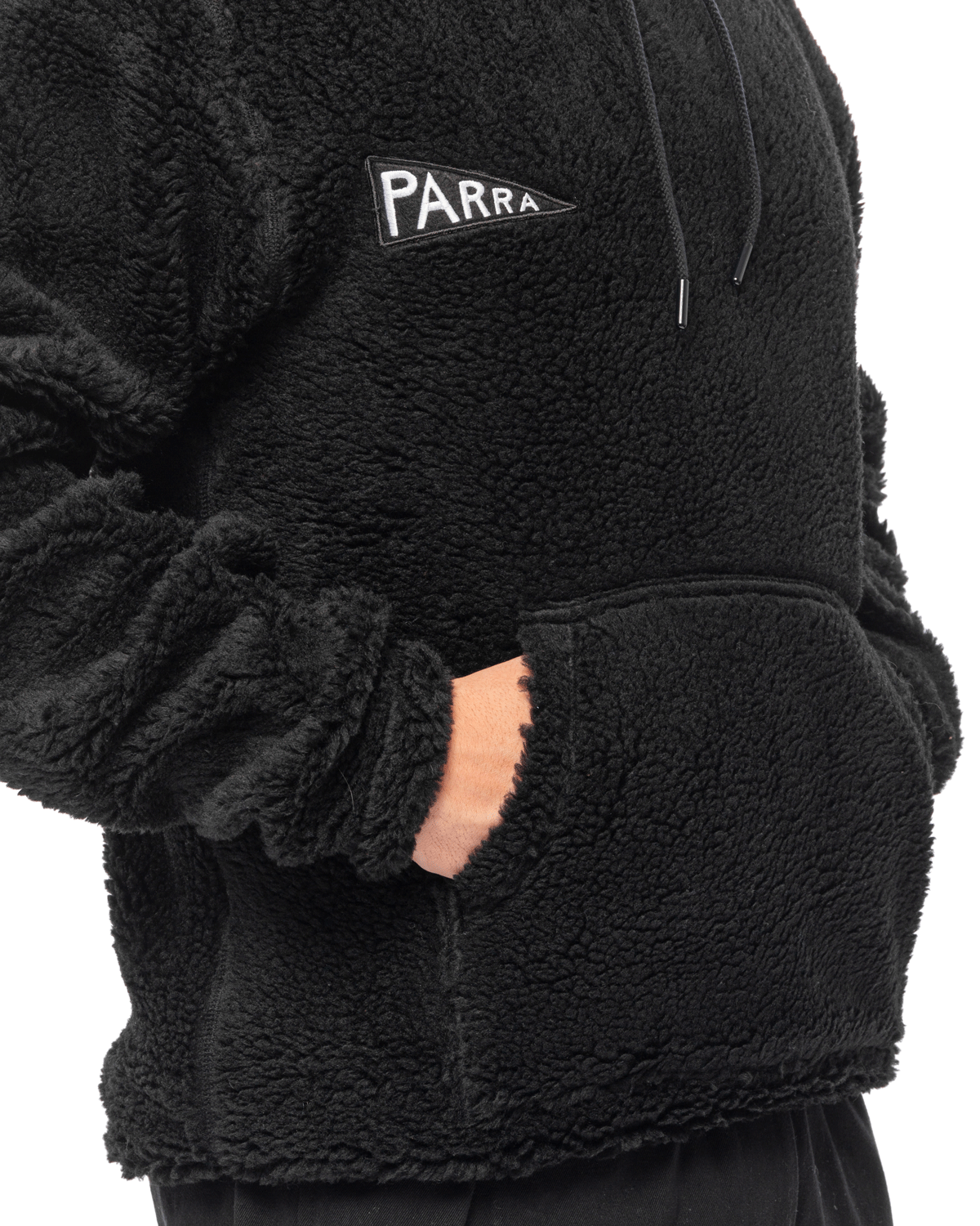 PINE_GREEN】by Parra / mirrored flag logo polar fleece hooded