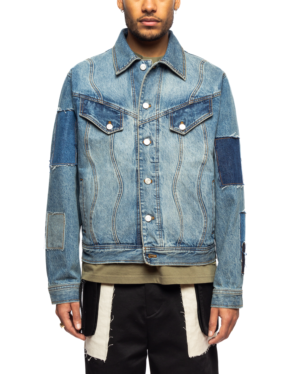 Patchwork Denim Jacket Blue