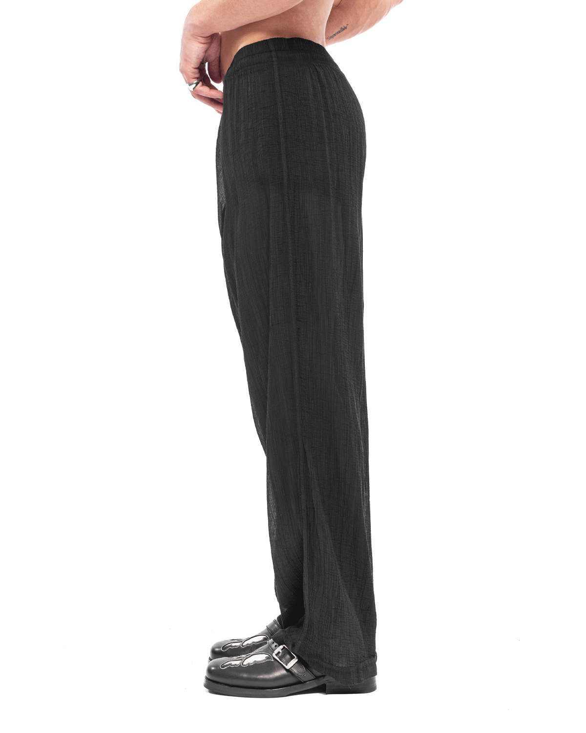 Reduced Trousers Black Rayon Plait