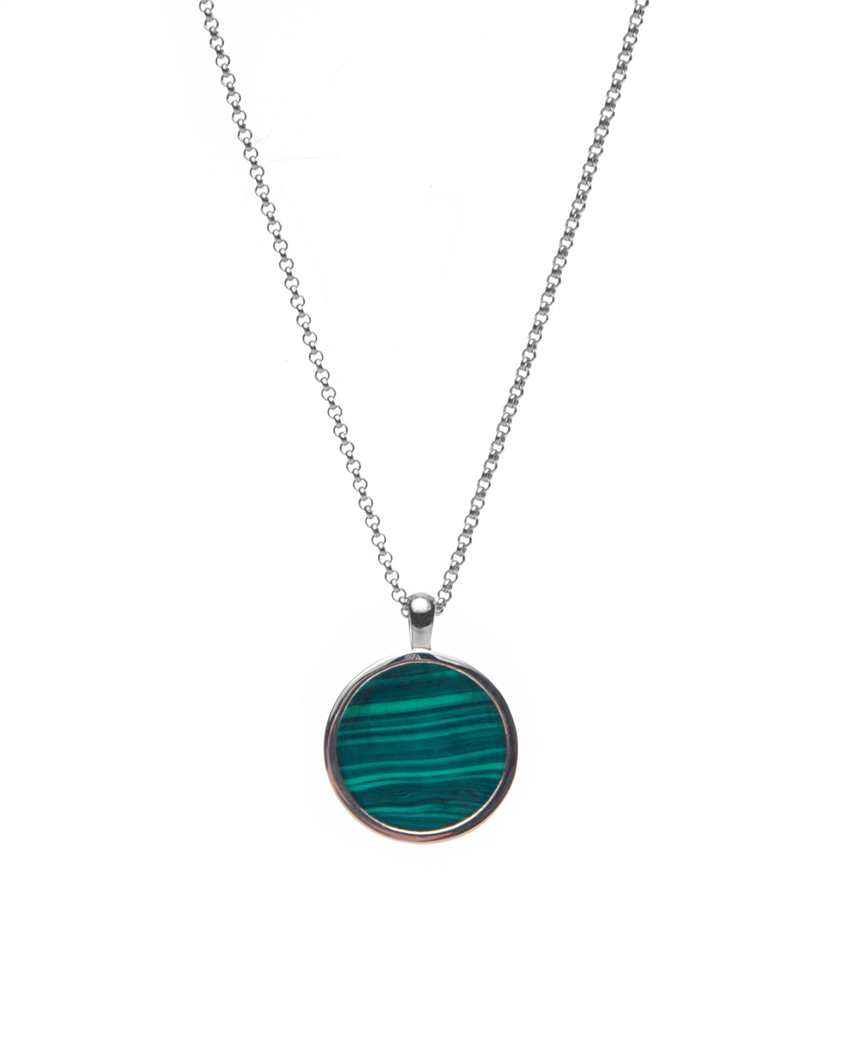 Round Pendant Malachite Sterling Silver
