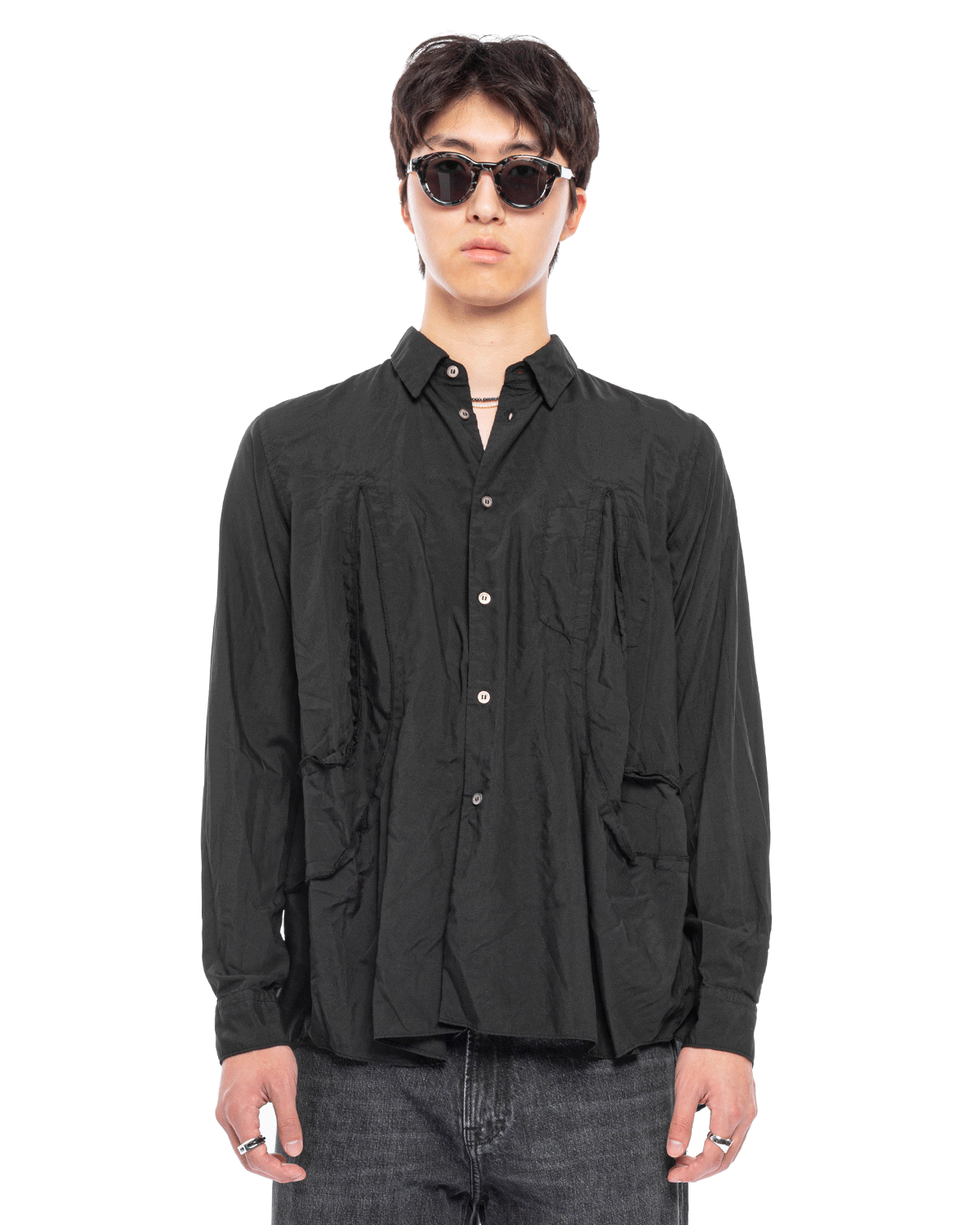CDG Sliced Long Sleeve Shirt Black