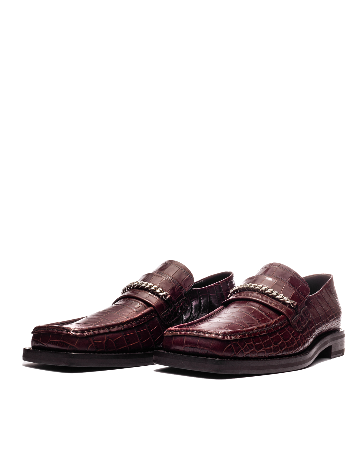 Square Toe Loafer Brown Faux Croc