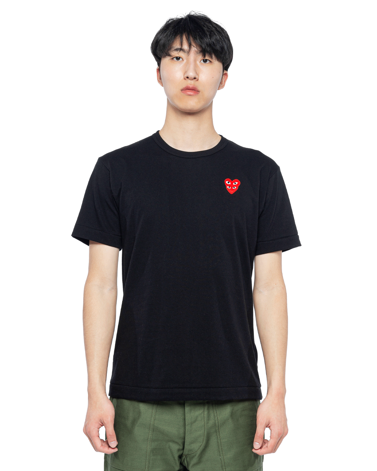 PLAY Stacked Red Heart T-Shirt Black
