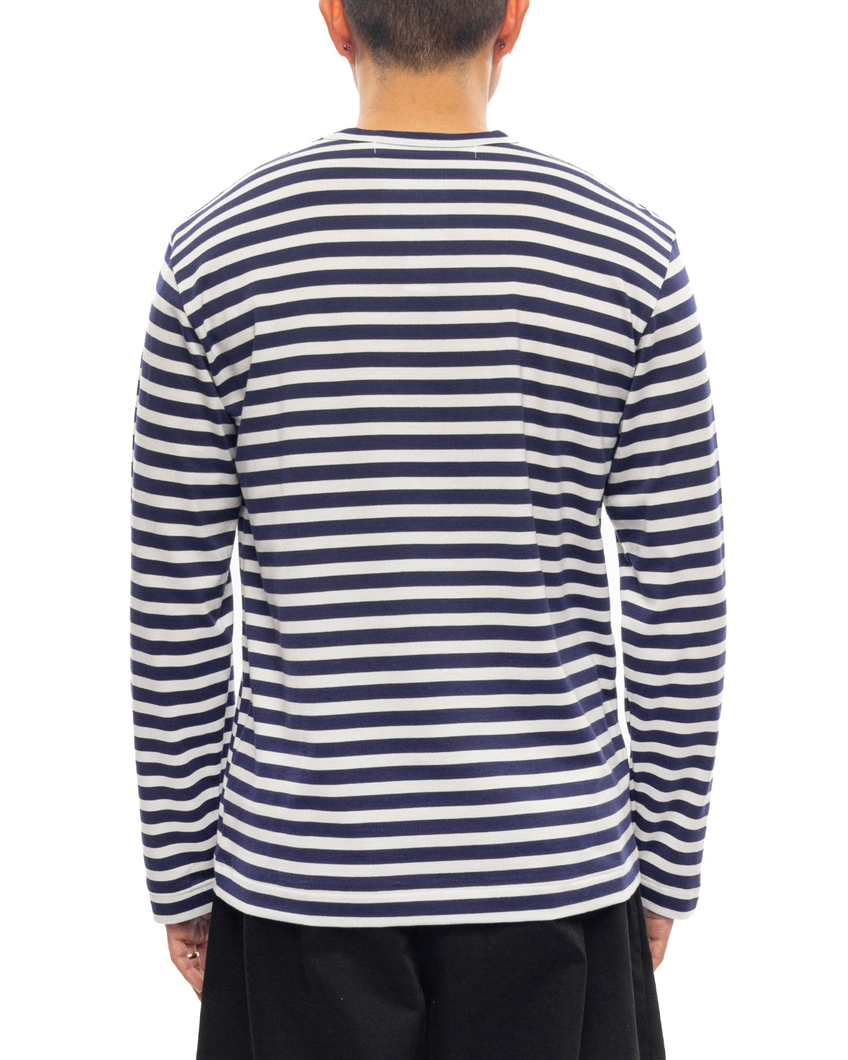 Striped Double Heart LS White/Navy