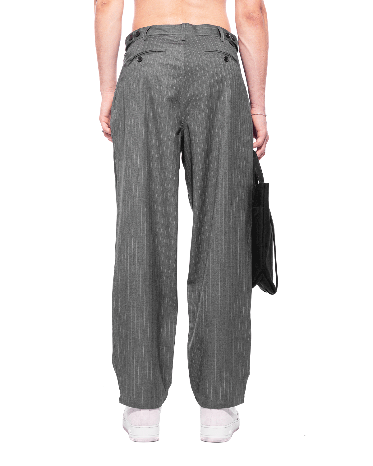 Striped Volume Pleated Trouser Grey