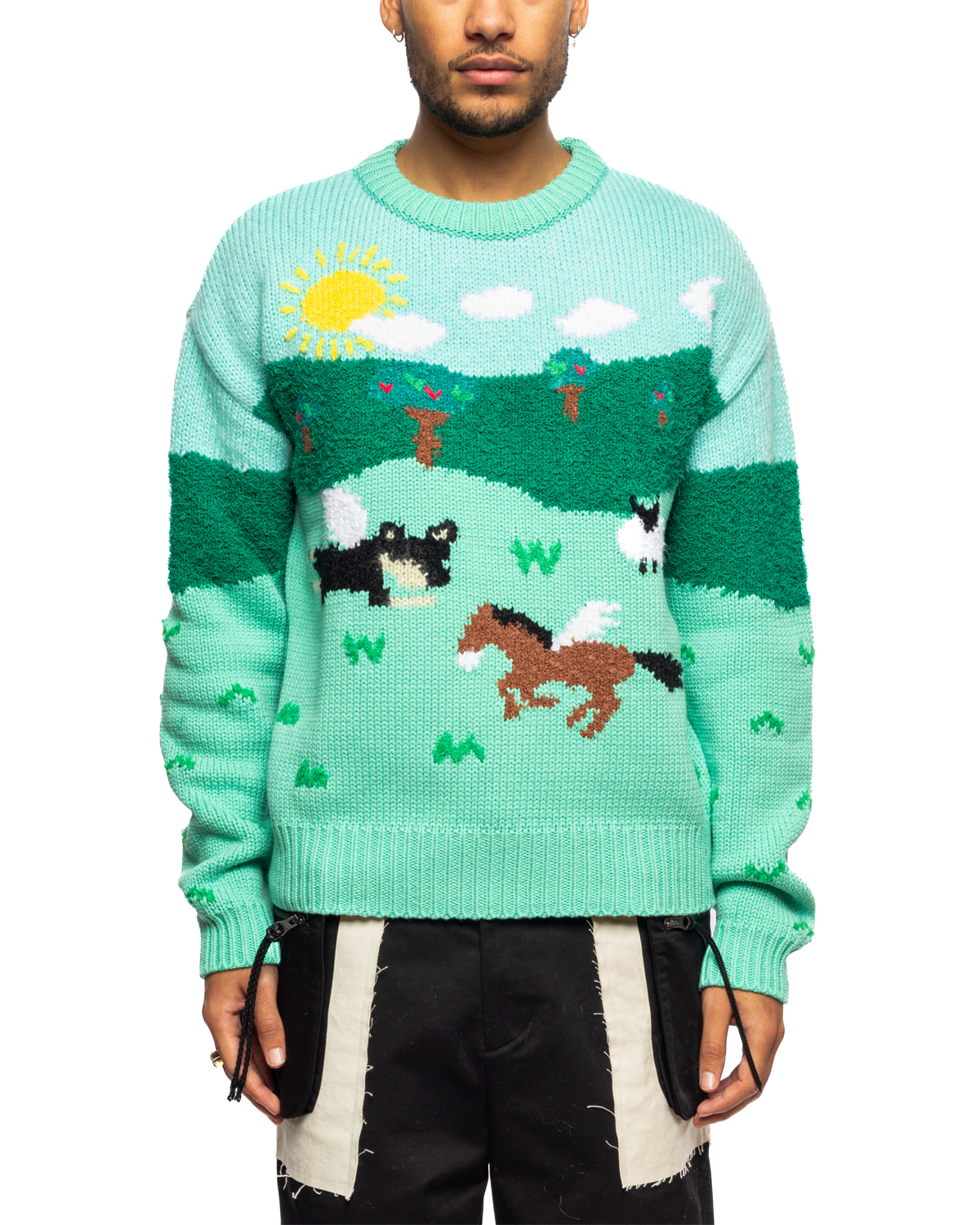 Summer Garden Intarsia Sweater Green