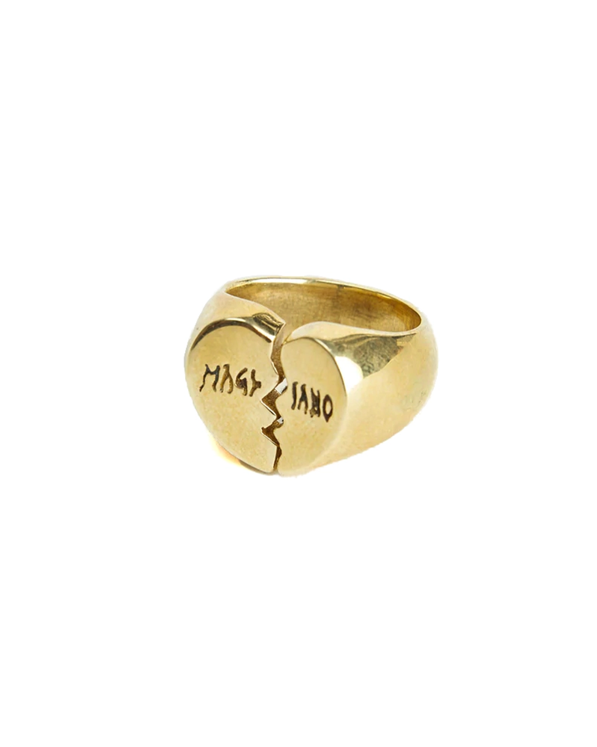 Golden Broken Heart Ring Polished Brass
