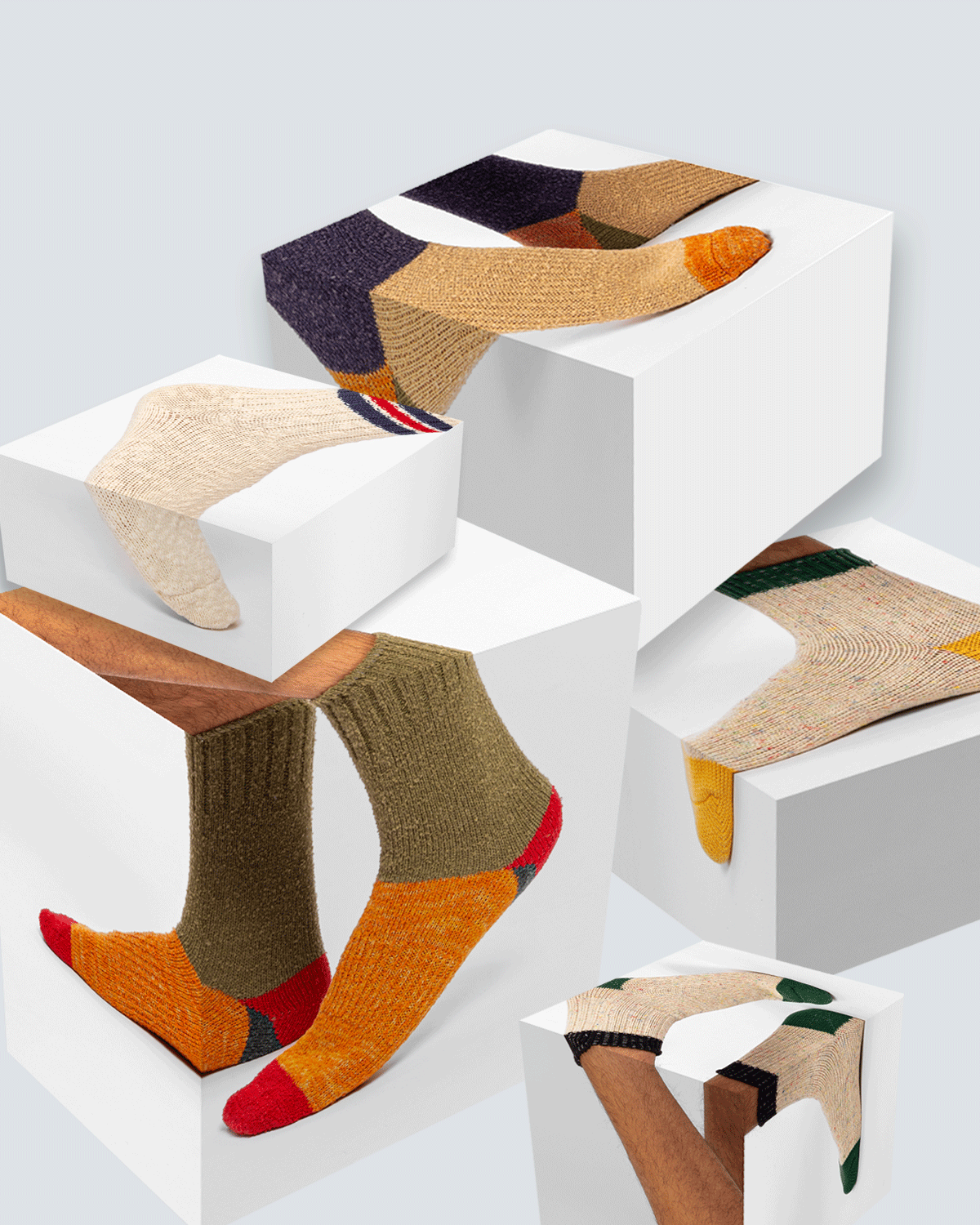 Hemp Color Block Crew Socks - LIKELIHOOD