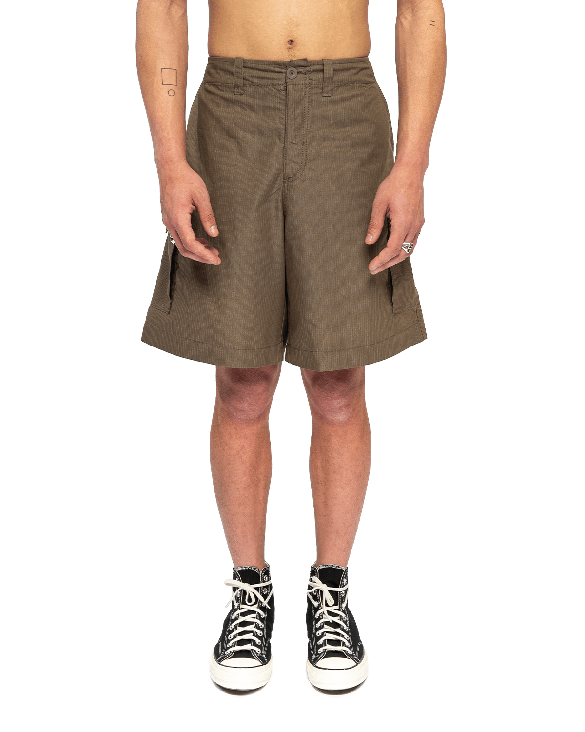 Trekking Cargo Shorts Army Green Cotton Ripstop - LIKELIHOOD