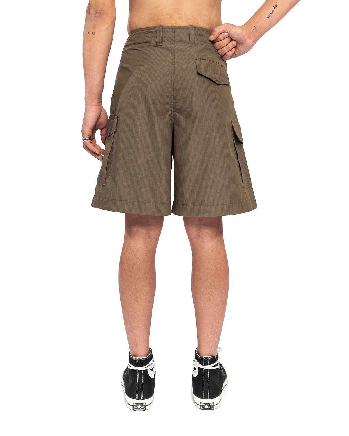 Trekking Cargo Shorts Army Green Cotton Ripstop - LIKELIHOOD